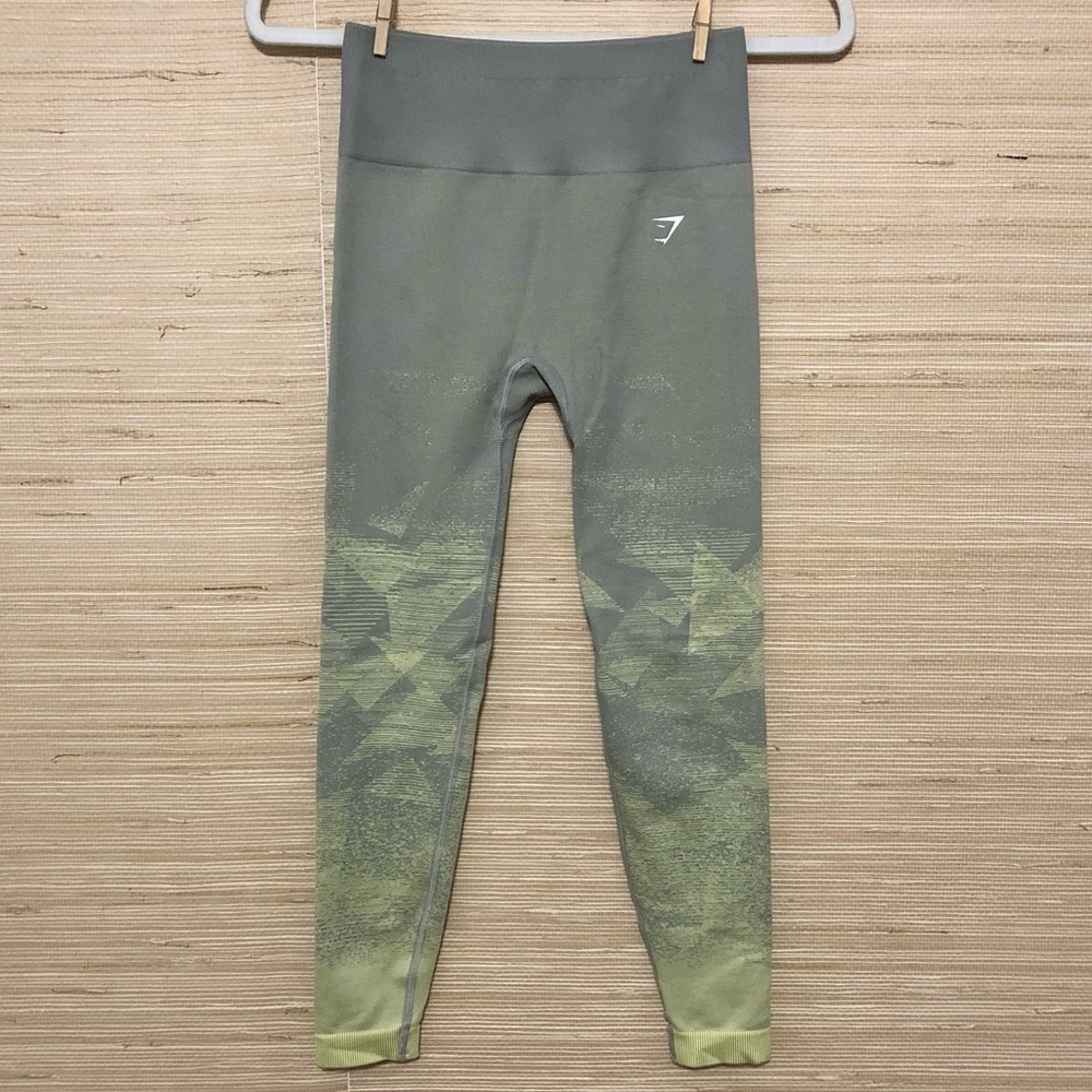 Gymshark ADAPT OMBRE SEAMLESS High-Waisted Ribbed LEGGINGS in Green XS/Small